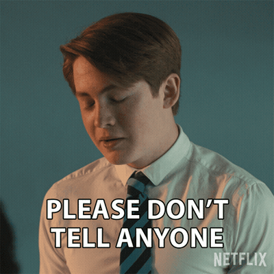 A Man In A White Shirt And Blue Tie Says Please Don 'T Tell Anyone GIF