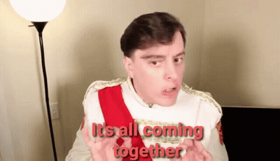 A Man In A White Shirt And Red Sash Is Saying It 'S All Coming Together GIF
