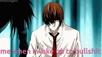 A Man In A White Shirt And Red Tie With The Words Me When I Wake Up To Bullshit Above Him GIF