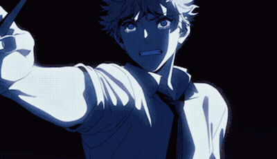 A Man In A White Shirt And Tie Is Holding A Knife In His Hand GIF