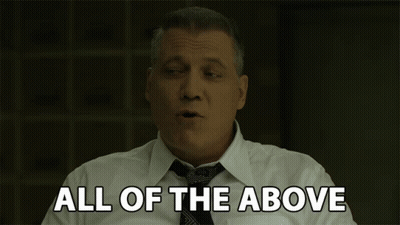 A Man In A White Shirt And Tie Is Saying All Of The Above GIF