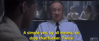A Man In A White Shirt And Tie Says " A Simple Yes By All Means Sir Drop That Fucker " GIF