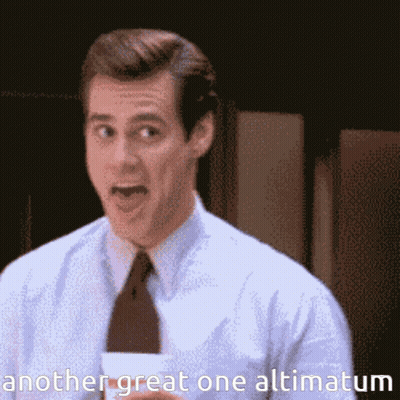 A Man In A White Shirt And Tie Says " Another Great One Altitatum " GIF