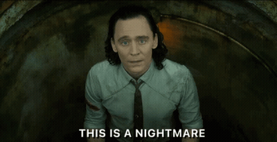 A Man In A White Shirt And Tie With The Words This Is A Nightmare Above Him GIF