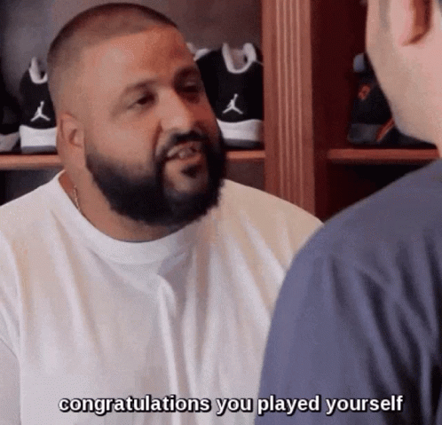 A Man In A White Shirt Congratulates Another Man On Playing Yourself GIF
