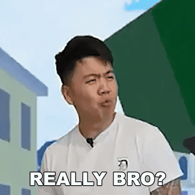 A Man In A White Shirt Is Making A Funny Face And Saying `` Really Bro ? '' GIF
