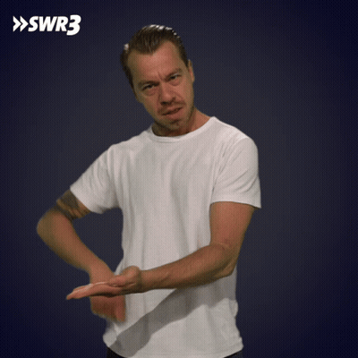 A Man In A White Shirt Is Making A Funny Face In Front Of A Blue Background With The Letters Swr3 On It GIF