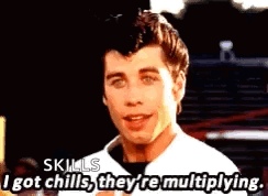 A Man In A White Shirt Is Saying Skills I Got Chills They 'Re Multiplying . GIF