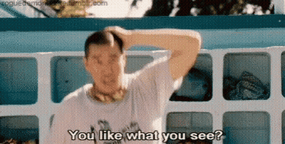 A Man In A White Shirt Is Scratching His Head And Says You Like What You See ? GIF