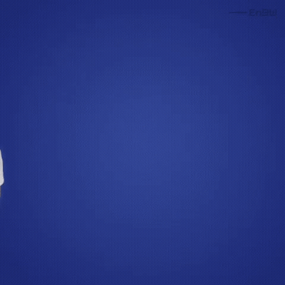 A Man In A White Shirt Is Standing In Front Of A Blue Background Looking Up . GIF