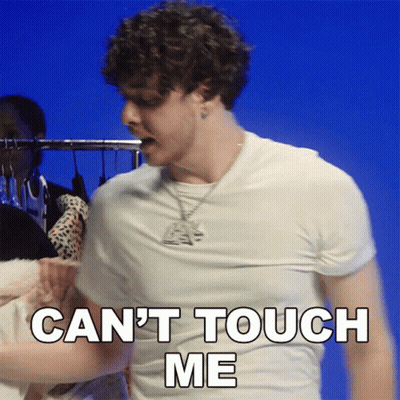 A Man In A White Shirt Says " Can T Touch Me " GIF