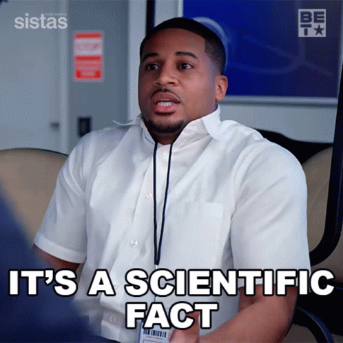 A Man In A White Shirt Says " It 'S A Scientific Fact " While Sitting In A Chair GIF