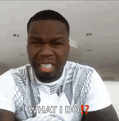 A Man In A White Shirt Says What I Do In Red Letters GIF
