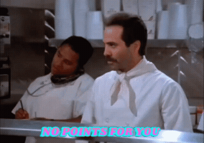 A Man In A White Shirt With The Words No Points For You On The Bottom GIF