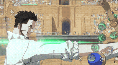 A Man In A White Suit Is Fighting Another Man In A Game GIF