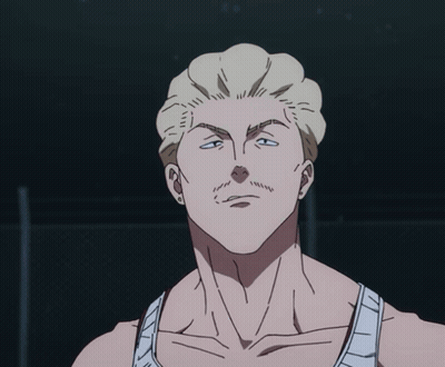 A Man In A White Tank Top Has His Hand To His Chin GIF