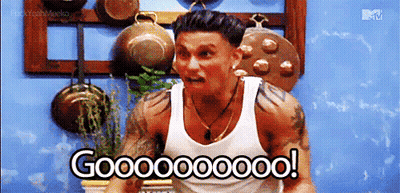 A Man In A White Tank Top Is Screaming In A Kitchen And Says Gooooooo ! GIF