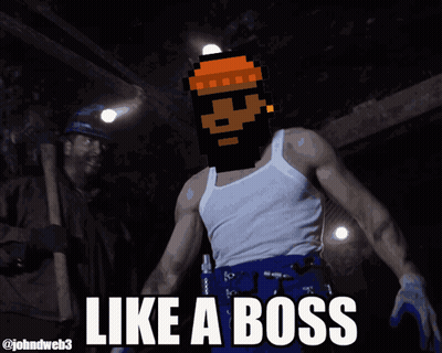 A Man In A White Tank Top With A Pixelated Face And The Words Like A Boss Below Him GIF