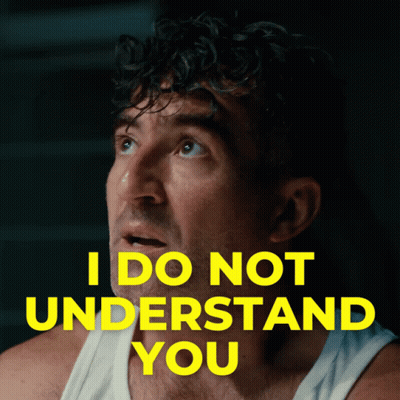 A Man In A White Tank Top With The Words I Do Not Understand You Behind Him GIF