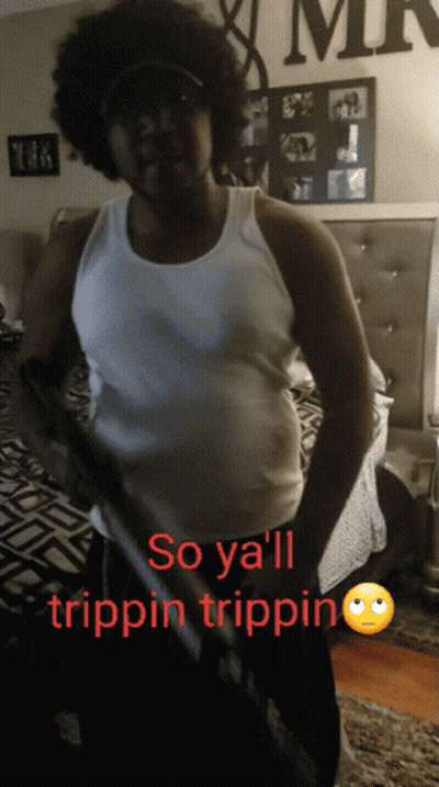 A Man In A White Tank Top With The Words So Ya 'Ll Trippin Trippin Below Him GIF
