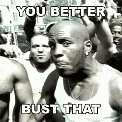 A Man In A White Tank Top With The Words You Better Bust That Written On His Chest GIF