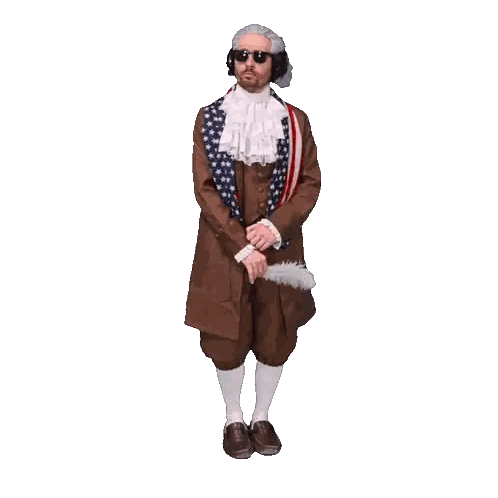 A Man In A Wig And Sunglasses Is Kneeling Down Sticker