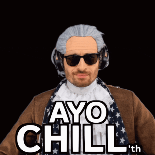 A Man In A Wig And Sunglasses Says Ayo Chill GIF