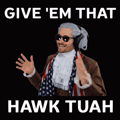 A Man In A Wig And Sunglasses Says Give ' Em That Hawk Tuan GIF