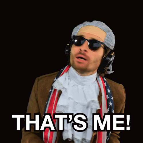 A Man In A Wig And Sunglasses Says " That 'S Me " GIF