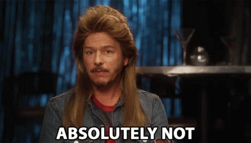 A Man In A Wig Says Absolutely Not In Front Of A Martini Glass GIF