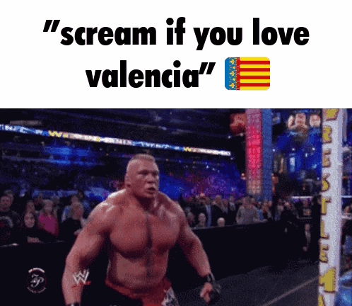 A Man In A Wrestling Ring Screams If You Love Valencia GIF