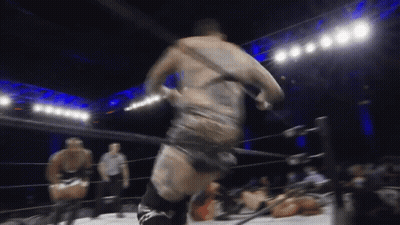 A Man In A Wrestling Ring With A Referee GIF