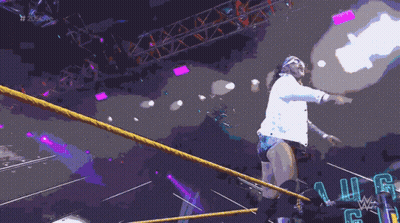 A Man In A Wrestling Ring With The Name August Grey On The Wall GIF
