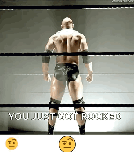 A Man In A Wrestling Ring With The Words You Just Got Rocked GIF