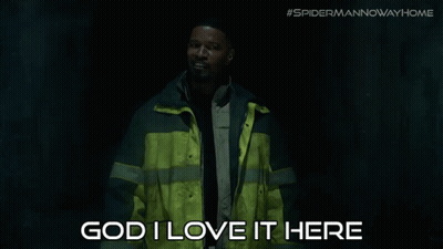 A Man In A Yellow And Gray Jacket Says " God I Love It Here " GIF