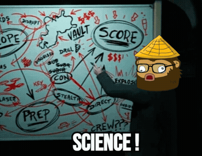 A Man In A Yellow Hat Stands In Front Of A White Board With The Words Science Written On It GIF