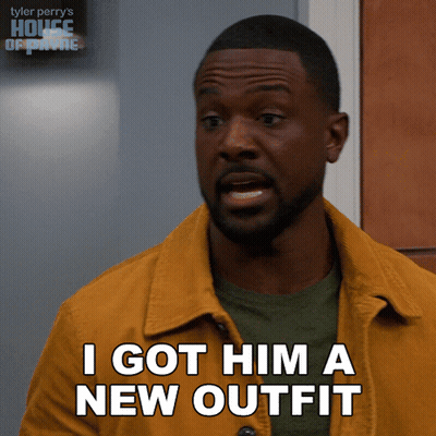 A Man In A Yellow Jacket Is Saying " I Got Him A New Outfit " GIF