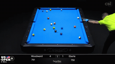 A Man In A Yellow Shirt Is Playing Pool GIF