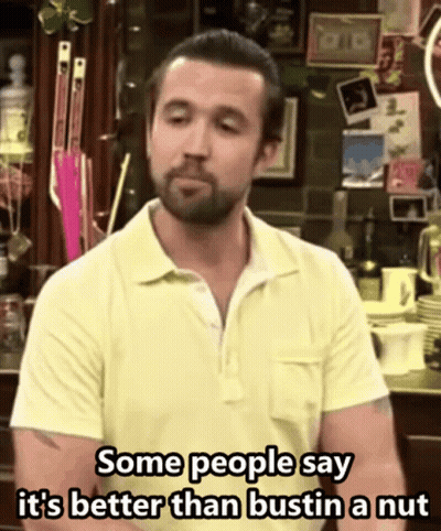 A Man In A Yellow Shirt Is Saying Some People Say It 'S Better Than Bustin A Nut GIF