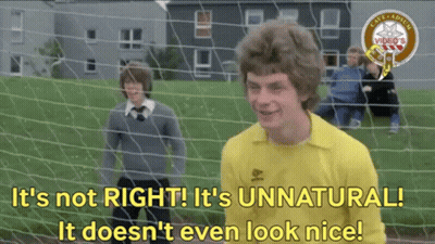 A Man In A Yellow Shirt Says It 'S Not Right It 'S Unnatural And It Does N't Even Look Nice GIF