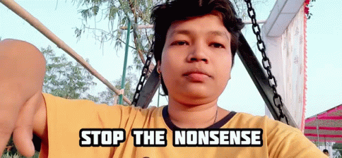 A Man In A Yellow Shirt With The Words Stop The Nonsense GIF