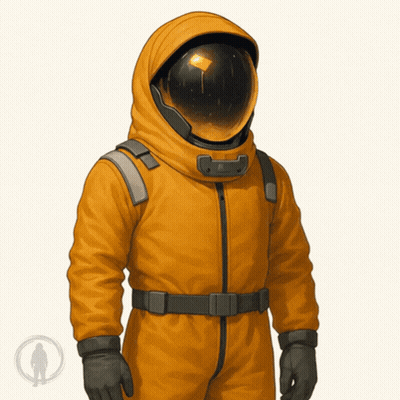 A Man In A Yellow Space Suit With A Helmet On GIF