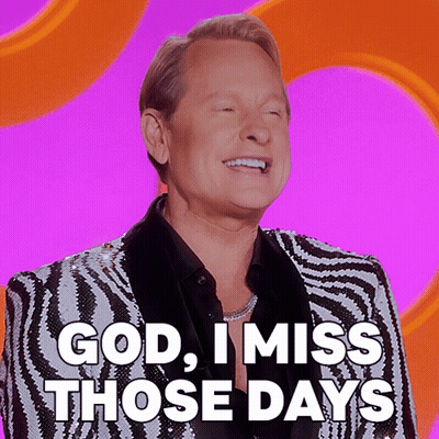 A Man In A Zebra Print Suit Is Smiling And Says God I Miss Those Days GIF