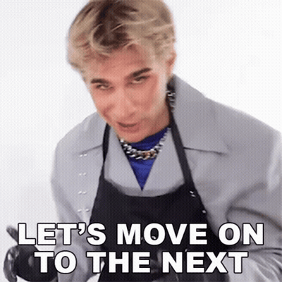 A Man In An Apron Is Saying `` Let 'S Move On To The Next '' GIF