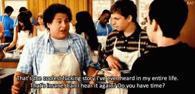 A Man In An Apron Says That 'S The Coolest Fucking Story I Ve Ever Heard In My Entire Life GIF