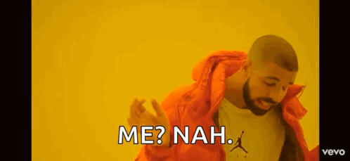 A Man In An Orange Jacket Is Saying Me Nah GIF