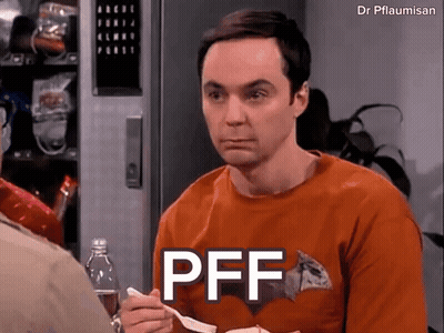A Man In An Orange Shirt Says Pff While Eating Food GIF