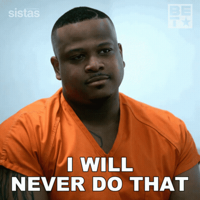 A Man In An Orange Shirt Says That He Will Never Do That GIF