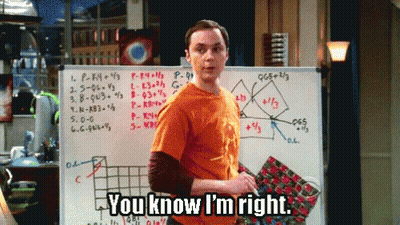 A Man In An Orange Shirt Stands In Front Of A Whiteboard That Says " You Know I 'M Right " GIF