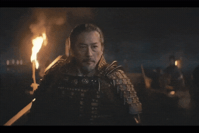 A Man In Armor Holds A Torch In His Hand GIF